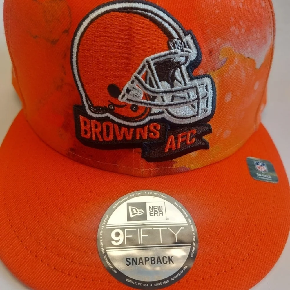 9FIFTY New Era Cleveland Browns Snapback Hat Cap Sideline Ink Dye Orange